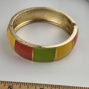 Vintage Enamel Bracelet Yellow Green Orange READ‎